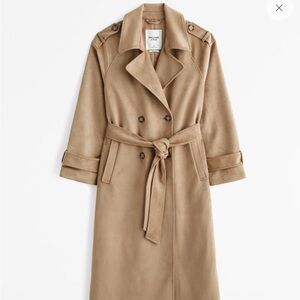 Abercrombie & Fitch Classic Camel Suede Trench Coat